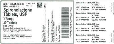 Label 30ct (Label Spironolactone Tabs 25mg Bpi(10544 523 30) Amneal(65162 511 11) Rev2)
